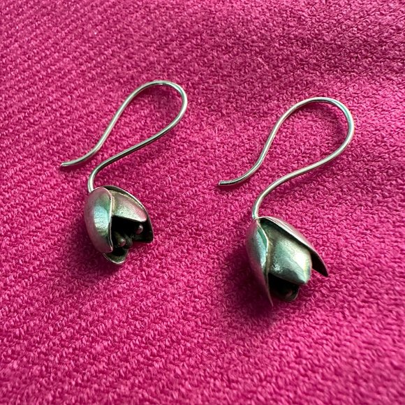 Sterling Silver Tulip Earrings - Picture 2 of 2